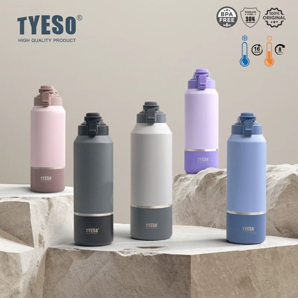 TYESO กระติกน้ำไทโซ สแตนเลส 304 เก็บอุณหภูมิ ร้อน 12ชั่วโมง เย็น 24ชั่วโมง ขนาด 1200ml 1500ml 2000ml