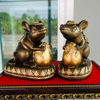 หนูมุสิกะ บริวารพระพิฆเนศขนาดฐาน 3 นิ้วสูง 4 นิ้ว (ให้บูชาคู่ละ 399)แถมฟรี พระผงแร่เหล็กน้ำพี้ และธูปเสี่ยงทายให้