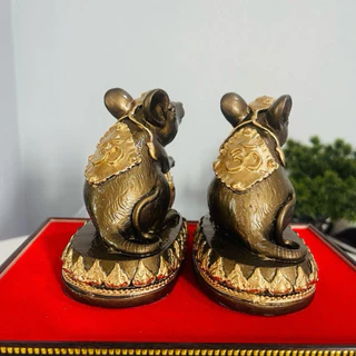 หนูมุสิกะ บริวารพระพิฆเนศขนาดฐาน 3 นิ้วสูง 4 นิ้ว (ให้บูชาคู่ละ 399)แถมฟรี พระผงแร่เหล็กน้ำพี้ และธูปเสี่ยงทายให้