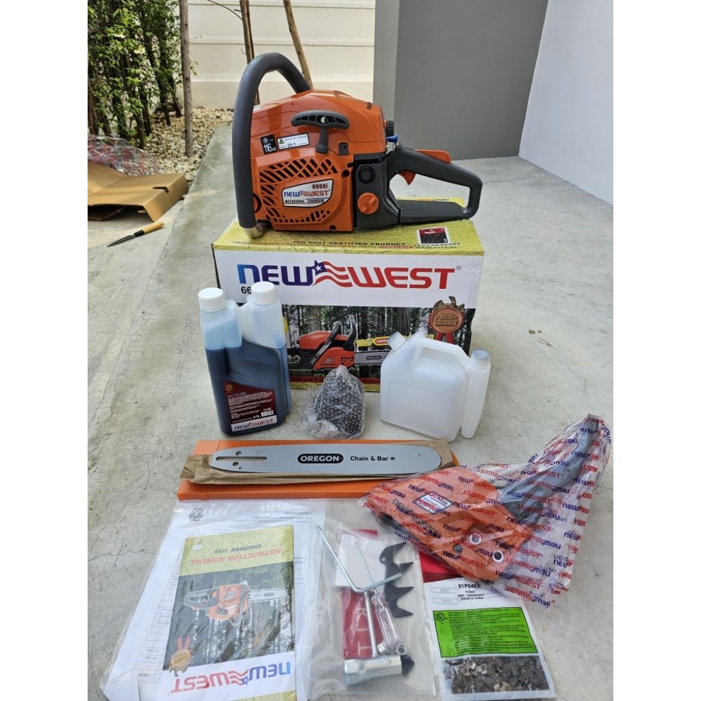 เลื่อยยนต์นิวเวส 6688i newwest 6688i ของแท้ บาร์โซ่โอเรกอน 11.5 นิ้วแท้ อุปกรณ์ครบพร้อมใช้