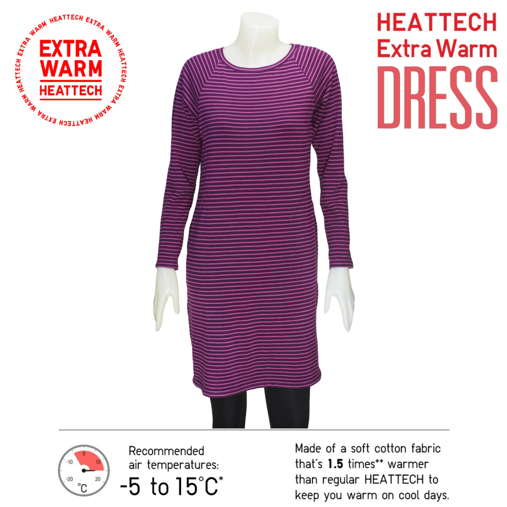 Dress Uniqlo Heattech Extra Warm เดรสลองจอนผู้หญิง  ฮีทเทคมือสอง สภาพใหม่