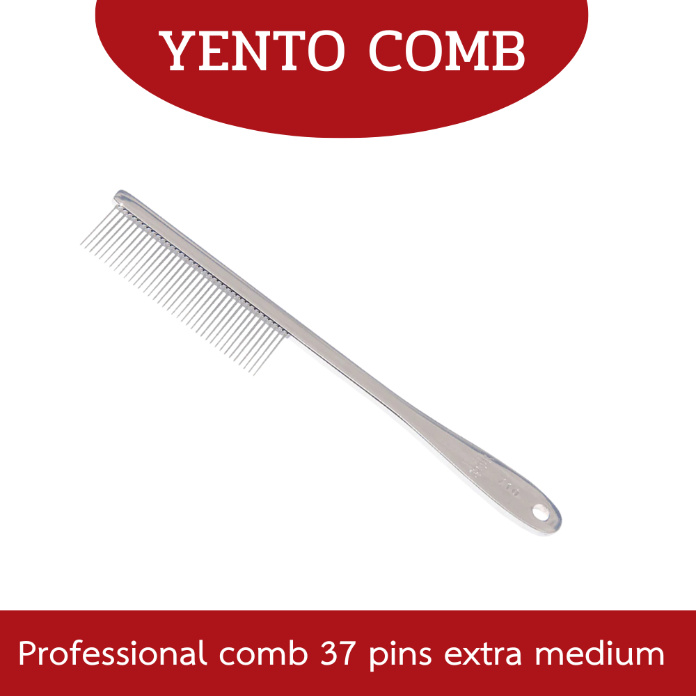 หวีขนาดฟันระดับกลางพร้อมด้ามจับ Yento 37 Pins (710) หวีคุณภาพสูงจากญี่ปุ่น สำหรับช่างอาบน้ำตัดขนมืออ