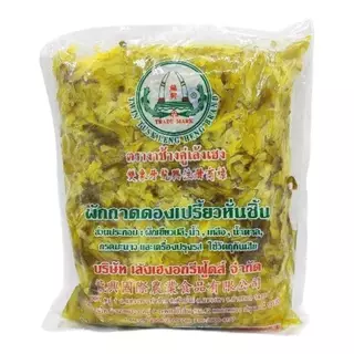 ผักกาดดองเปรี้ยวหั่นชิ้น หั่นฝอย ตรา งาช้างคู่เล้งเฮง ขนาด 1 กก.
