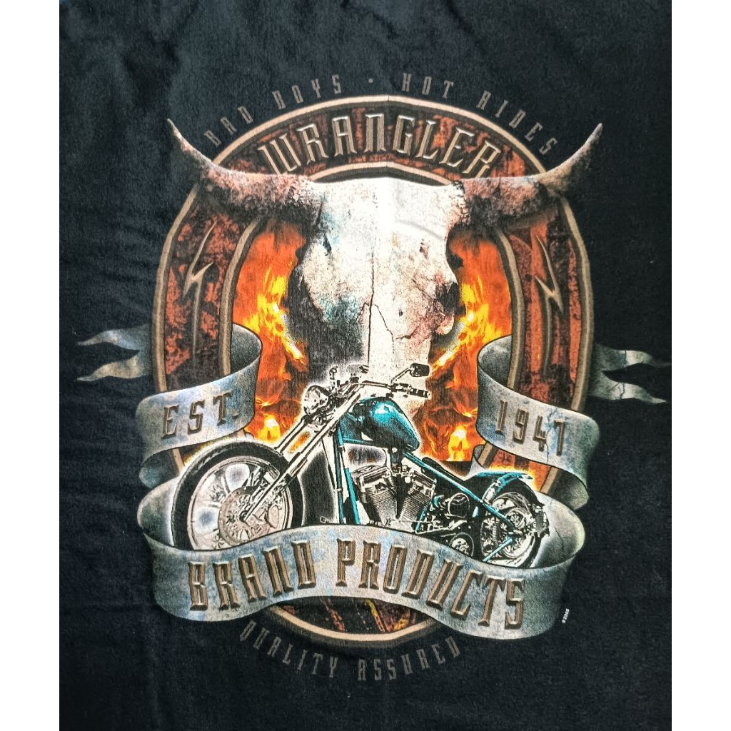Wrangler Vintage 2005 "Bad Boys - Hot Rides" Motorcycle T-Shirt Men's L ขนาด: อก 21"(42) ยาว 28"