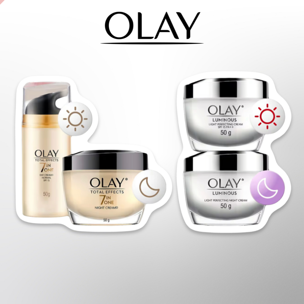 [แพคคู่ / ลดแหลก] Olay โอเลย์ ครีม เซรั่ม ลดเลือนริ้วรอย โททัล เอฟเฟ็คส์ 7 อิน 1 Total Effects & ลูมินัส Luminous