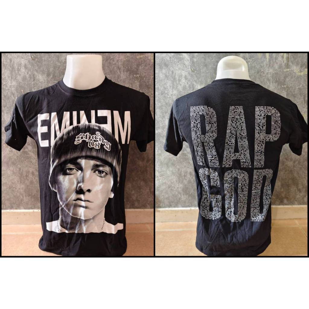 เสื้อยืดคอกลม สกรีนลาย EMINEM RAPGOD (รหัส 266)