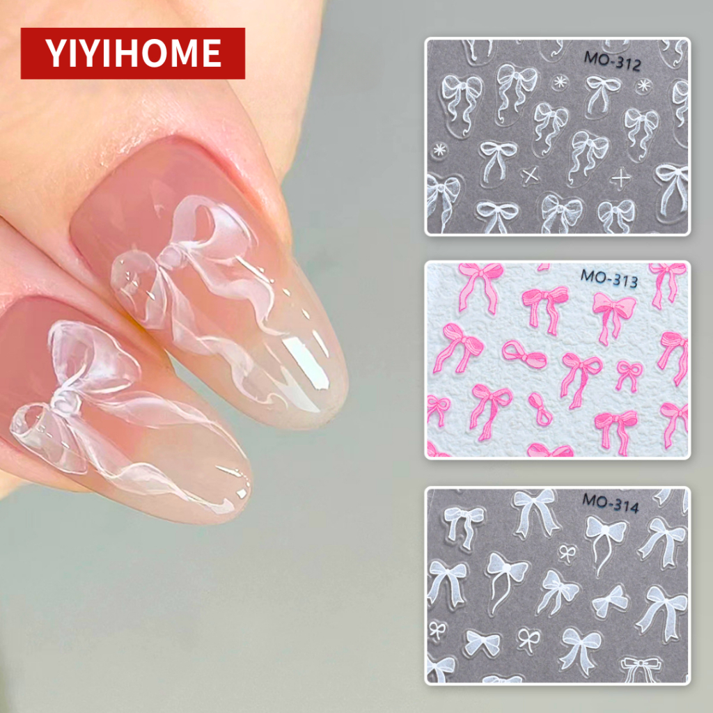 YIYIHOME สติกเกอร์เล็บ 3D/5D ลายนูน มินิมอล ดอกไม้ DIYเล็บ ตกแต่ง เล็บ แค่แปะก็สวย