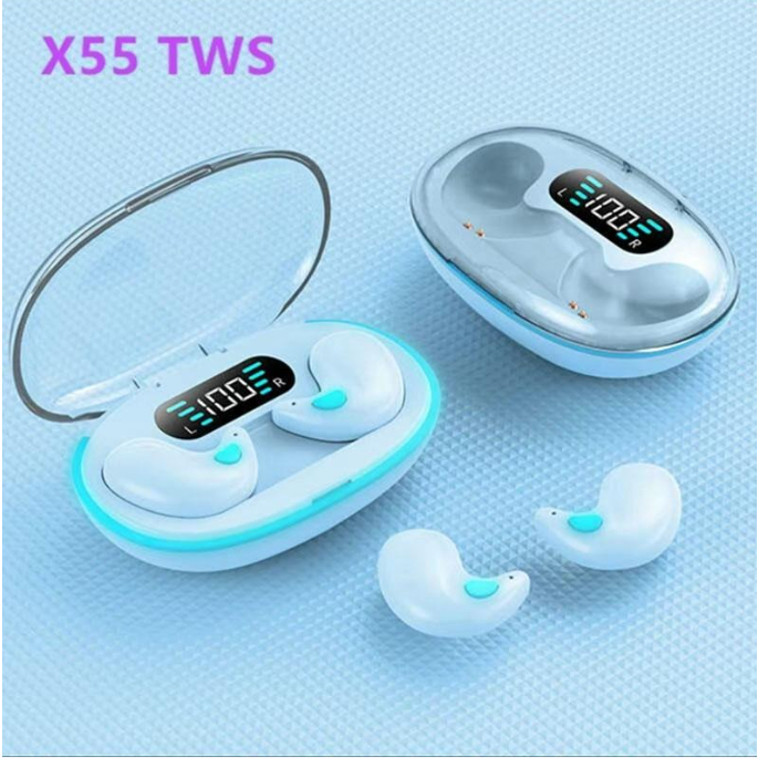 [ลดเสียงรบกวน]9D สเตอริโอ X55 HIFI Earbuds หูฟังมินิไร้สายสําหรับทํางาน TWS หูฟังบลูทูธชุดหูฟังสเตอร