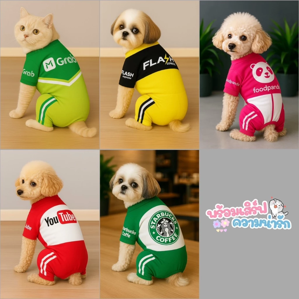 ชุ4ขา น้องหมาแมว ลายขนส่ง สินค้าพร้อมส่ง