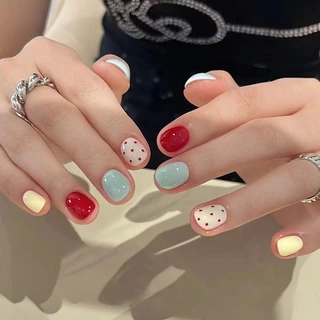 เล็บปลอม สไตล์ฝรั่งเศส การไล่ระดับสี ชมพู ใช้งานง่าย 24 ชิ้น พร้อมส่ง