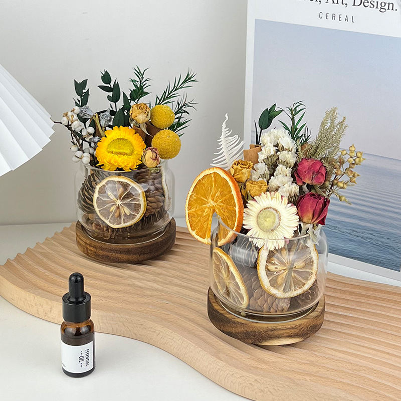 【🌹เครื่องประดับดอกไม้แห้งพืชอโรมาเธอราพี】ห้องน้ําในร่มทําด้วยมือ DIY ของขวัญดิฟฟิวเซอร์ที่ยาวนาน