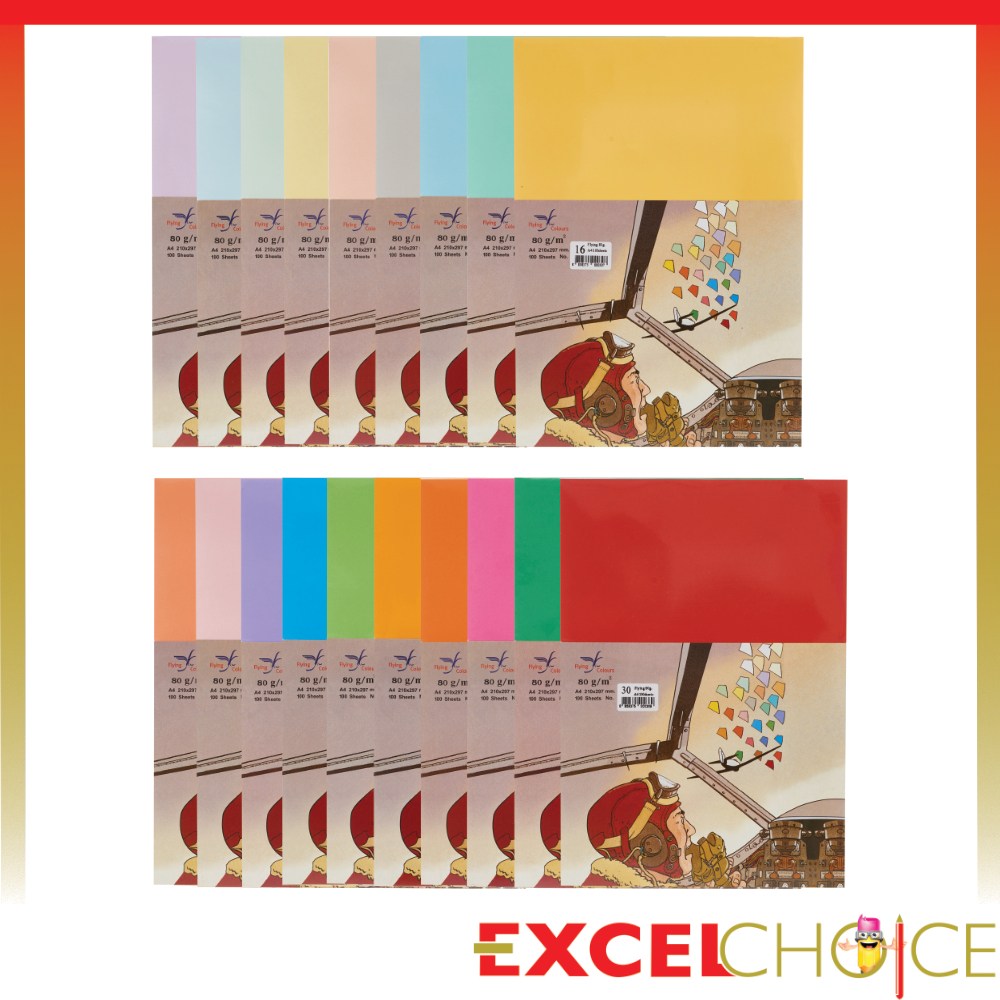 ฟลายอิ้ง กระดาษสี A4 กระดาษสีถ่ายเอกสาร (Flying) Colours (100 แผ่น)