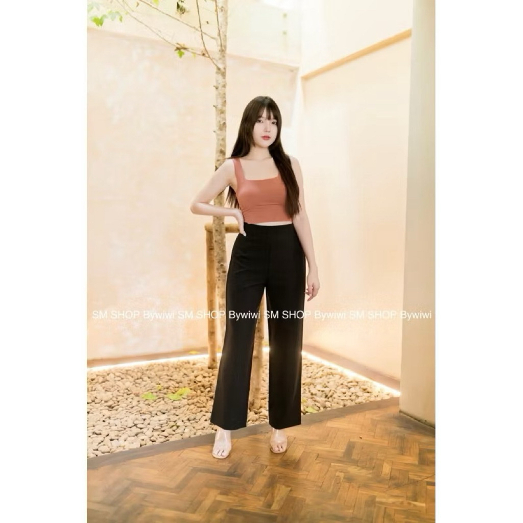 ส่งต่อกางเกงขายาวเอวสูง สีดำ size XL ร้าน sm shop ผ้าไอวี่เปเป้