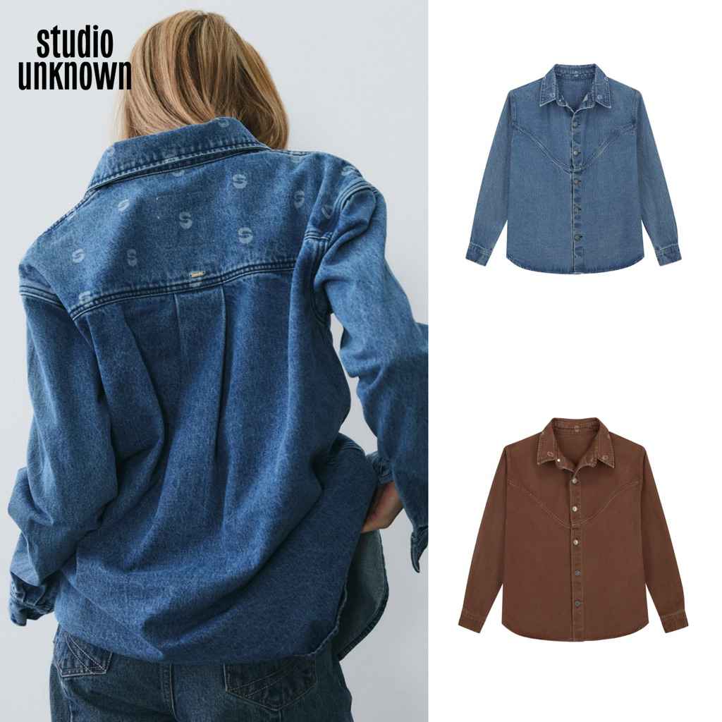 STUDIO UNKNOWN - Louise Jeans Jacket แจ็ตเก็ตยีนส์ดีเทลเลเซอร์ลายโลโก้
