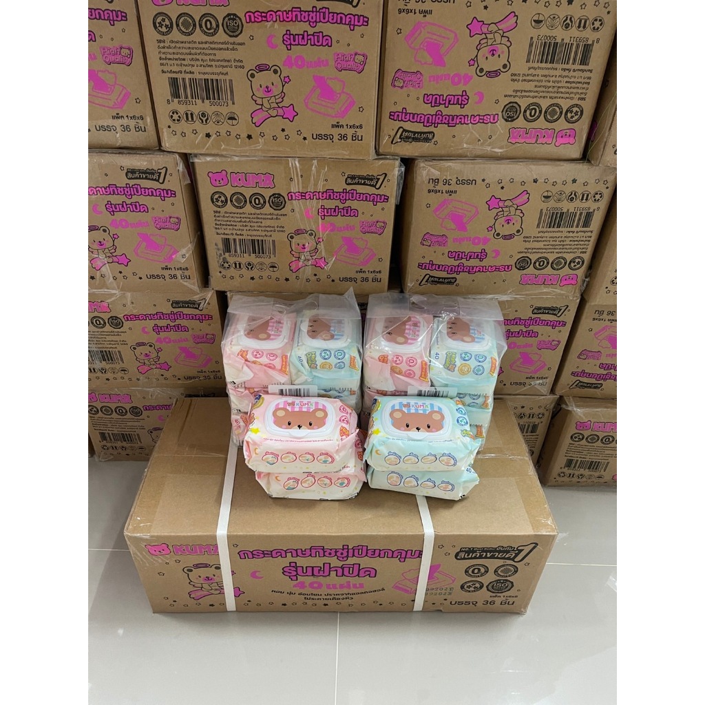 !!ยกลัง!!! ลังละ 36 ห่อ กระดาษทิชชู่เปียกคุมะKUMA ห่อละ 40 แผ่น !!!ยกลัง!!!  รวม 1,440 แผ่น !!!ยกลัง!!!