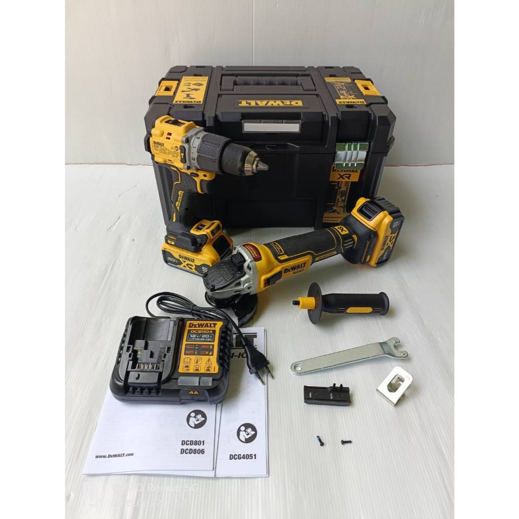 DEWALT ชุดสว่านกระแทก+เครื่องเจียรไร้สาย20V SET / COMBO รุ่น DCK2026P2T-B1 รับประกัน 3ปี