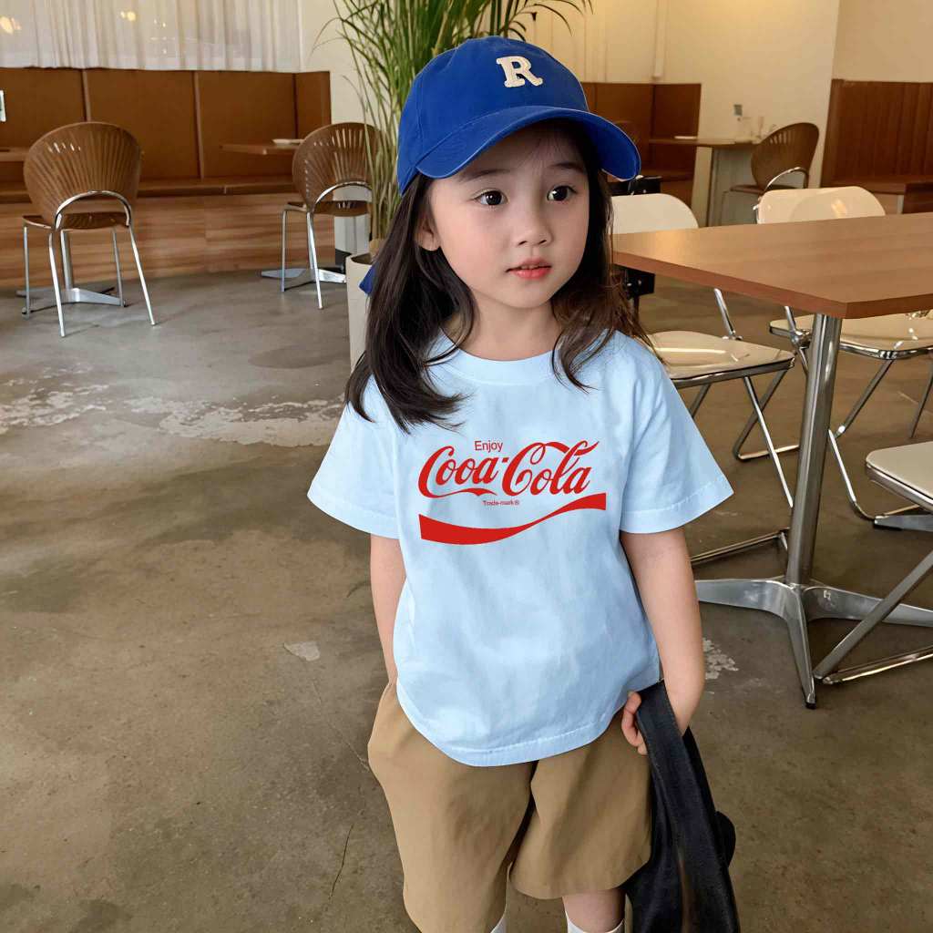 Yout-children เสื้อยืด 'COOA COLA' แฟชั่น สไตล์เกาหลี cotton  เสื้อผ้าแฟชั่นผู้ชาย แขนสั้น เสื้อยืดสีดำ BOY