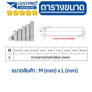 พิน Dowel Pin ขนาด 5mm 6mm 8mm 10mm L119 LESTPRO