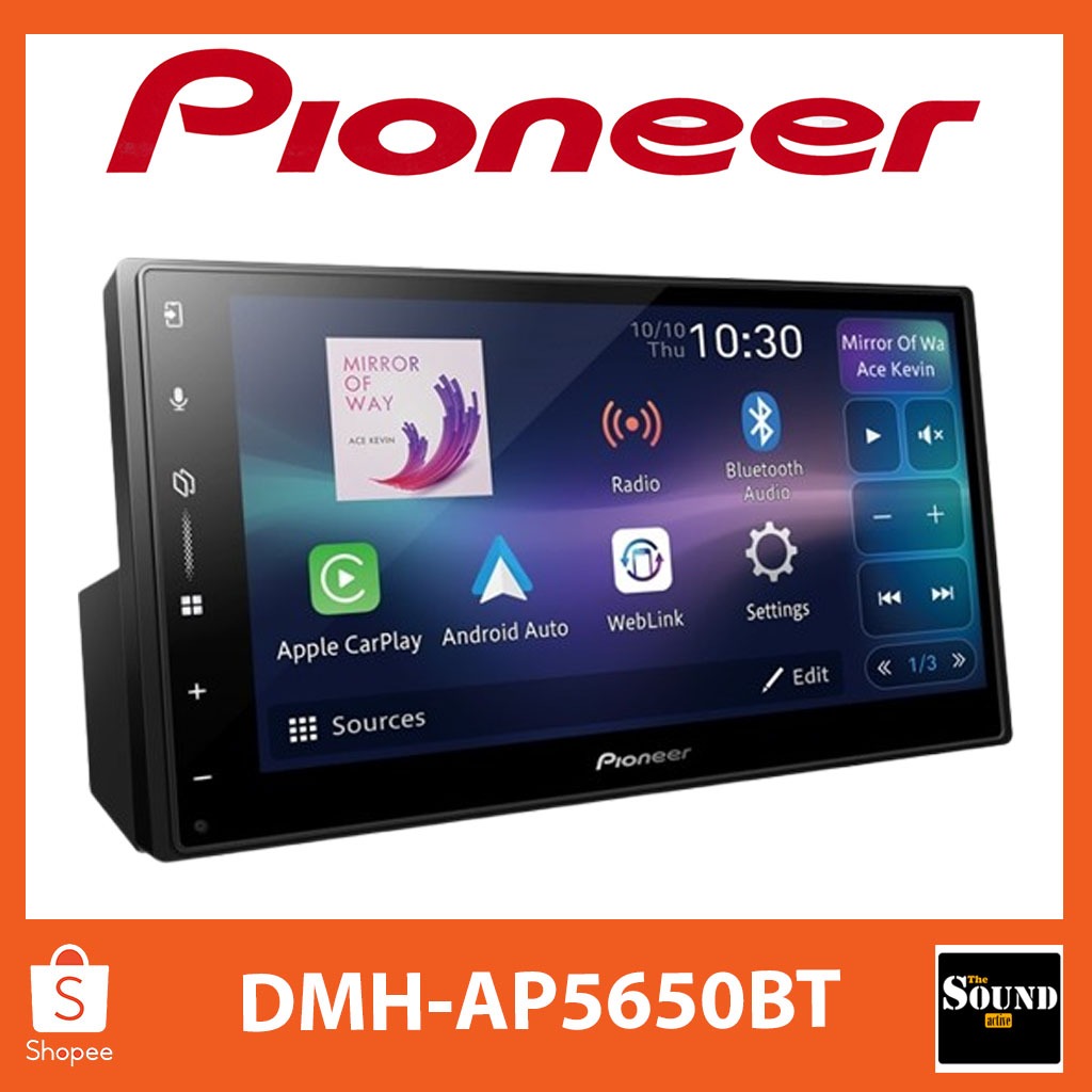 PIONEER DMH-A5650BT ขนาดจอ 6.8 นิ้ว รองรับ Apple Carplay / Androidauto ไร้สาย ของแท้ ส่งไว ส่งจากไทย