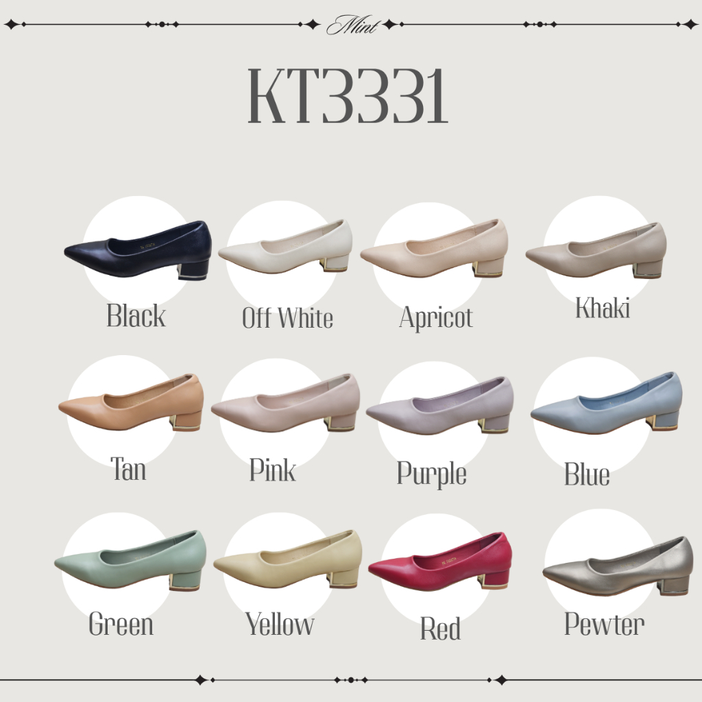 สินค้าพร้อมส่ง KT3331 [สีเอิร์ทโทน  รองเท้าคัทชูปลายแหลม ส้นก้อน 1.5นิ้ว  Kitepretty  สีเอิร์ธโทน