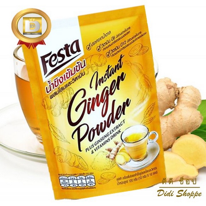 FESTA เฟสต้า น้ำขิงเข้มข้น ผสมโสมและวิตามิน 12 G (10ซอง)