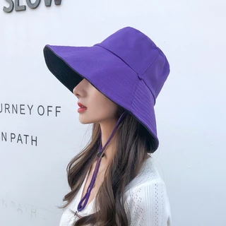 [W0074] หมวกบักเก็ตทูโทน ใส่ได้ 2 ด้าน ถอดสายได้ ทรงสวย ผ้าหนา Bucket hat หมวกกันแดด แฟชั่นผู้หญิง