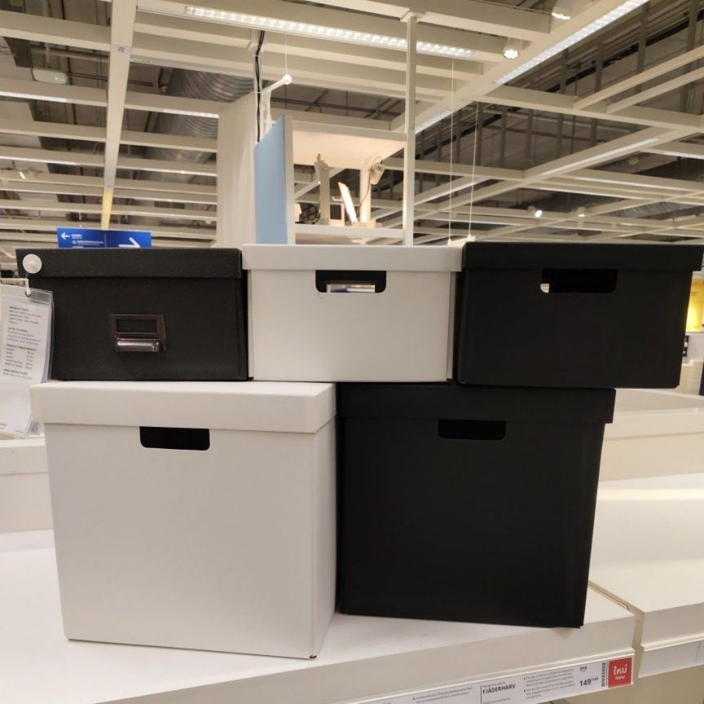 IKEA,แท้,กล่องเก็บเอกสารA4,กล่องเก็บของอิเกีย,อีเกีย, ikea,TJENA,พร้อมฝาปิด,Tjog