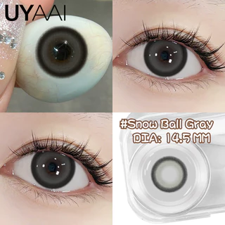 สีคอนแทคเลนส์【HOT SALE🔥】 UYAAI x Freshlady 1คู่ Snow Ball brown big eye 14.5มม.natural contact lens monthly รายเดือน