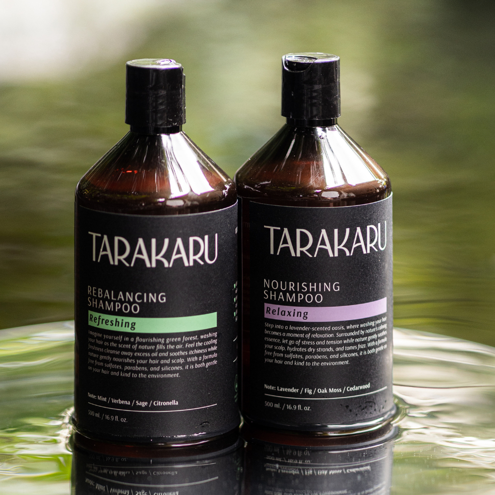 TARAKARU Shampoo 500 ml สูตรอ่อนโยนต่อผิว เป็นมิตรต่อน้ำ ไม่มีซัลเฟต พาราเบน และซิลิโคน