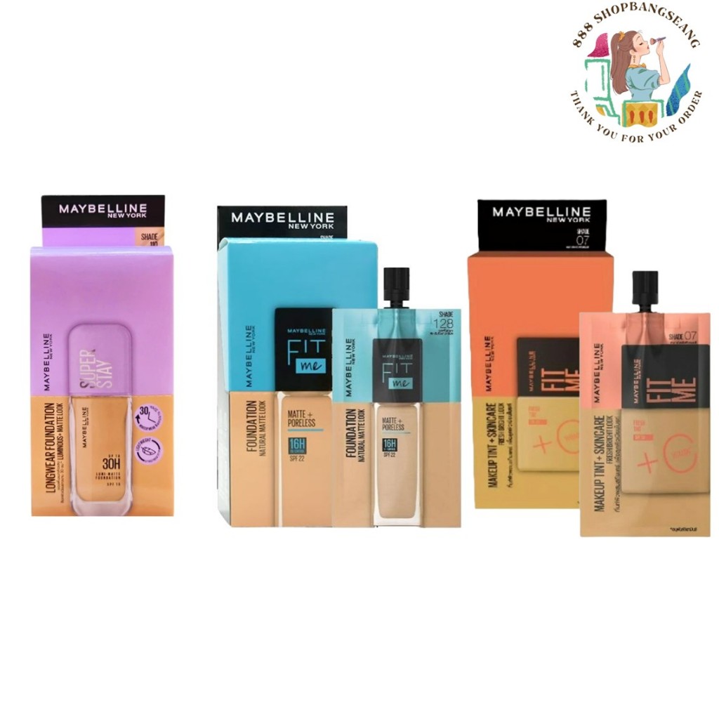 [กล่อง/6ซอง] รองพื้น เมย์เบอลีน Maybelline  Fit Me / Super Stay Lumi-Matte / Fit Me Fresh Tint 5 ml.
