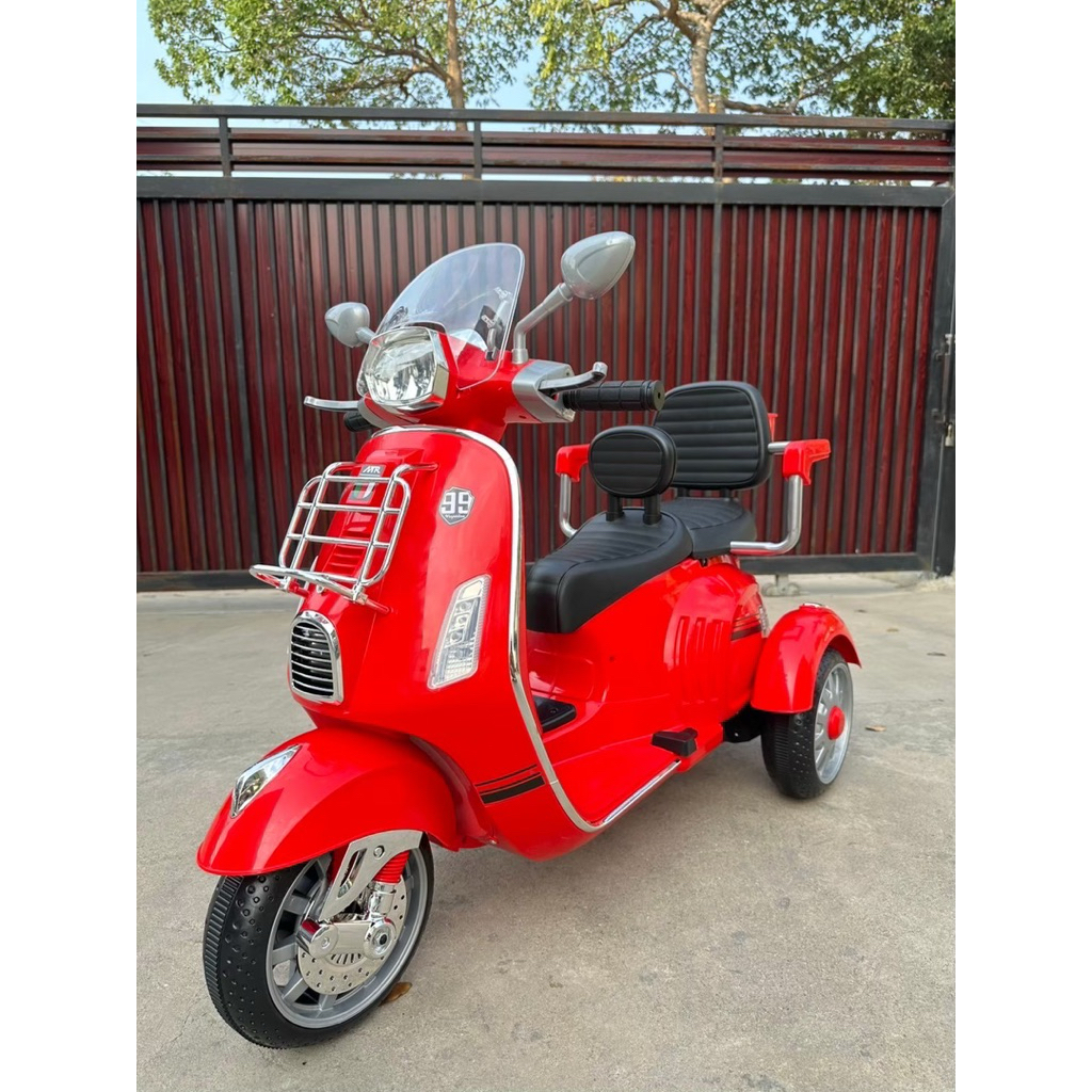 ⭐️คันใหญ่3-8ขวบ⭐️  รถแบตเตอรี่เด็กนั่ง รถไฟฟ้าเด็ก รถเด็กนั่ง ทรงเวสป้ามีเบาะซ้อน 2มอเตอร์แรงส์ no.4087 - รูปที่ 4