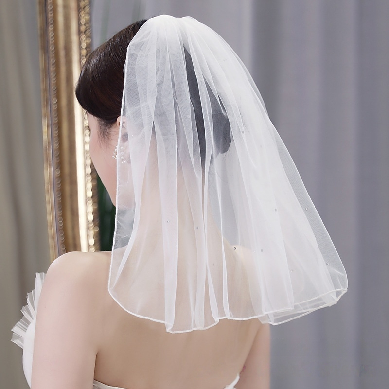 เวลเจ้าสาวเครื่องประดับผมเจ้าสาวแบบสั้น 40CM