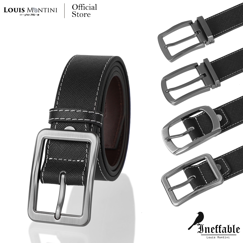 Louis Montini (Classic) เข็มขัดผู้ชายหนังแท้ เข็มขัดหนังวัว Men's Belt MGN160