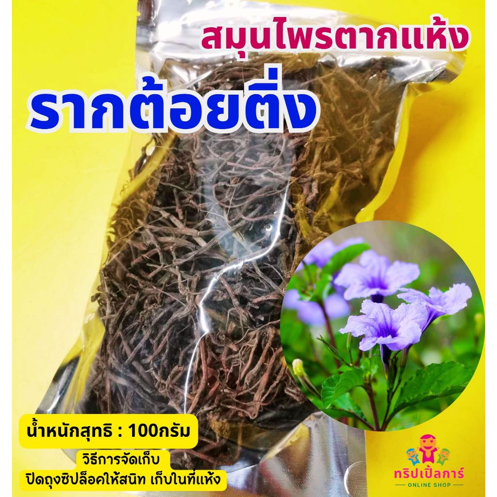 รากต้อยติ่งอบแห้ง สะอาด ปลอดสาร บรรจุ100กรัม