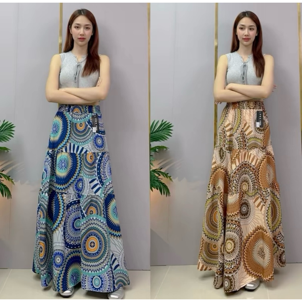 กระโปรงยาว ผ้าไหมอิตาลี รุ่นใหม่ S1077Q ผ้านุ่มและใส่สบาย