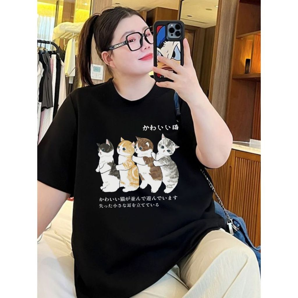 Teedy Tee😺เสื้อยืดไซส์ใหญ่ ผ้าฝ้าย100% เสื้อยืด oversize อก 52 ลายพิมพ์ "CAT paw" อเมริกันย้อนยุค สวมใส่สบาย💐
