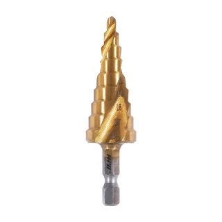 HHW ดอกสว่านทรงเจดีย์ 1/4" hex CS TIN Step drill CS TIN 1/4" hex คุ้มค่า คุ้มราคา