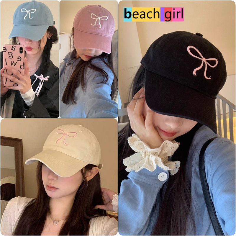 🌈beachgirl🌈หมวกเท่ๆ สไตล์เกาหลี หมวกแก๊ปเบสบอล unisex cap งานปัก y2k ปีกโบว์ ส่งไวจากไทย