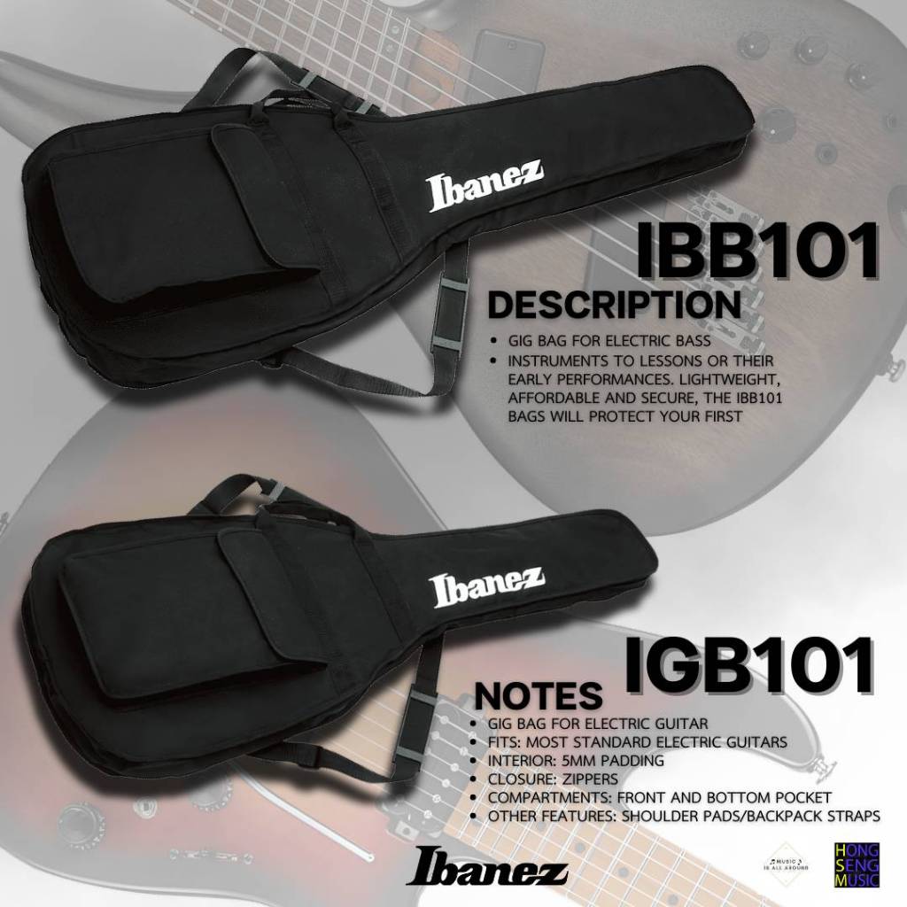 กระเป๋าสำหรับใส่กีตาร์ไฟฟ้าและเบสไฟ้า Ibanez รุ่น IGB101 / IBB101