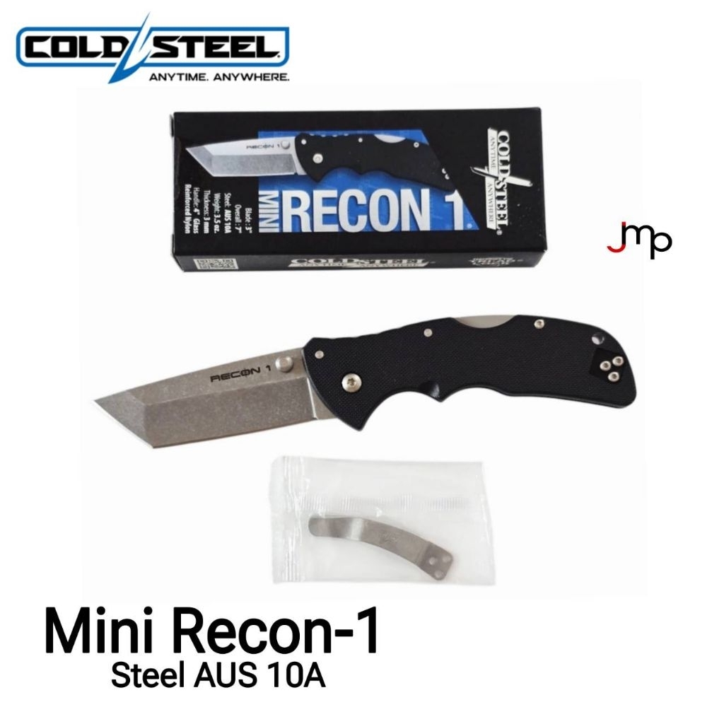 มีดพับ Cold Steel แท้ รุ่น MINI RECON 1 ใบมีด Tanto เหล็ก AUS10A เครือบ STONE WASH ยาว 3" แบรนด์อเมร