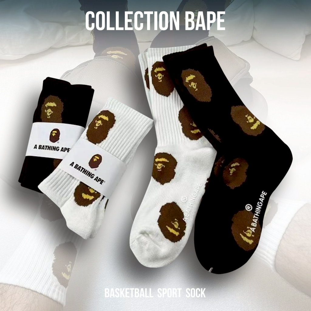 Bape ถุงเท้ากีฬา ผ้าฝ้าย แบบหนา สําหรับผู้ชาย และผู้หญิง