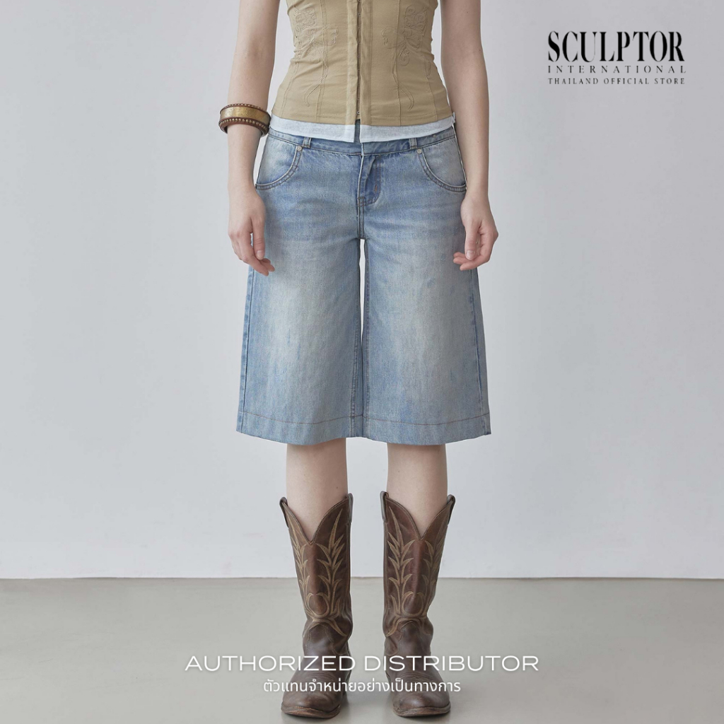 SCULPTOR® กางเกงยีนส์ Vine Half Denim Pants