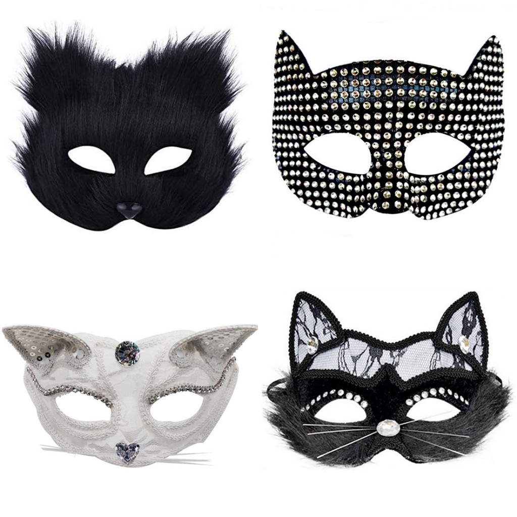 หน้ากากแมว แฟนซี เหมียว ครึ่งหน้า สำหรับปาร์ตี้ ออกงาน คอสเพลย์ ใส่ได้ทั้งเด็กโตและผู้ใหญ่ มากกว่า20แบบ พร้อมส่งจากไทย