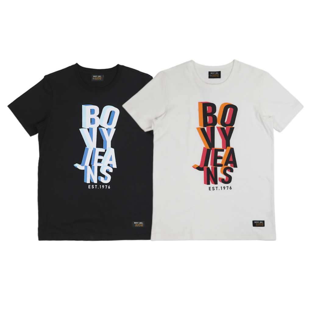 ฺBOVY TSHIRT- เสื้อยึดคคอลตอลทวิล กราฟฟฟิค UNISEX BC8124