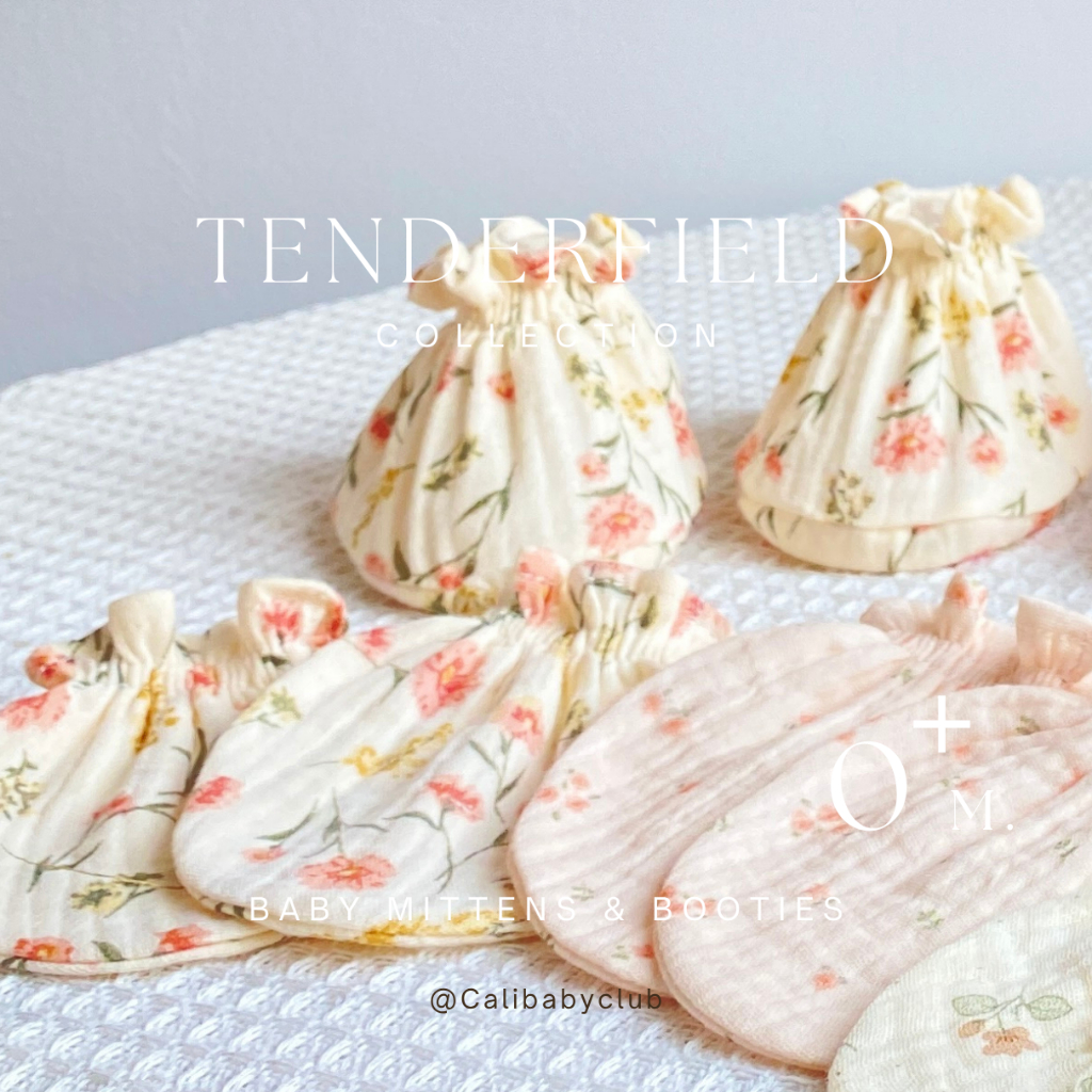 Cali ถุงมือถุงเท้า เด็กอ่อน cotton muslin100% *Collection Tenderfield💐*ป้าย Cali baby