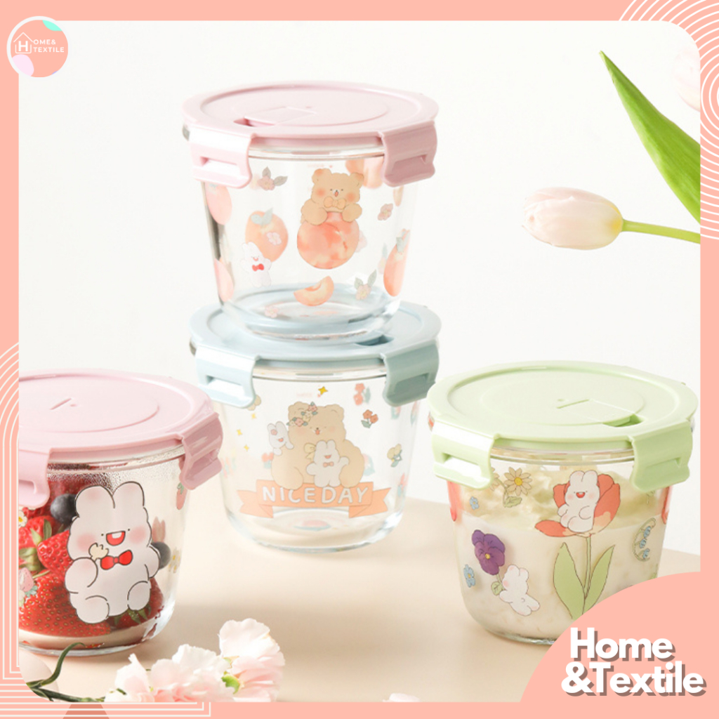 โหลแก้วเก็บอาหาร Momo rabbit ลายกระต่าย🐰🌷