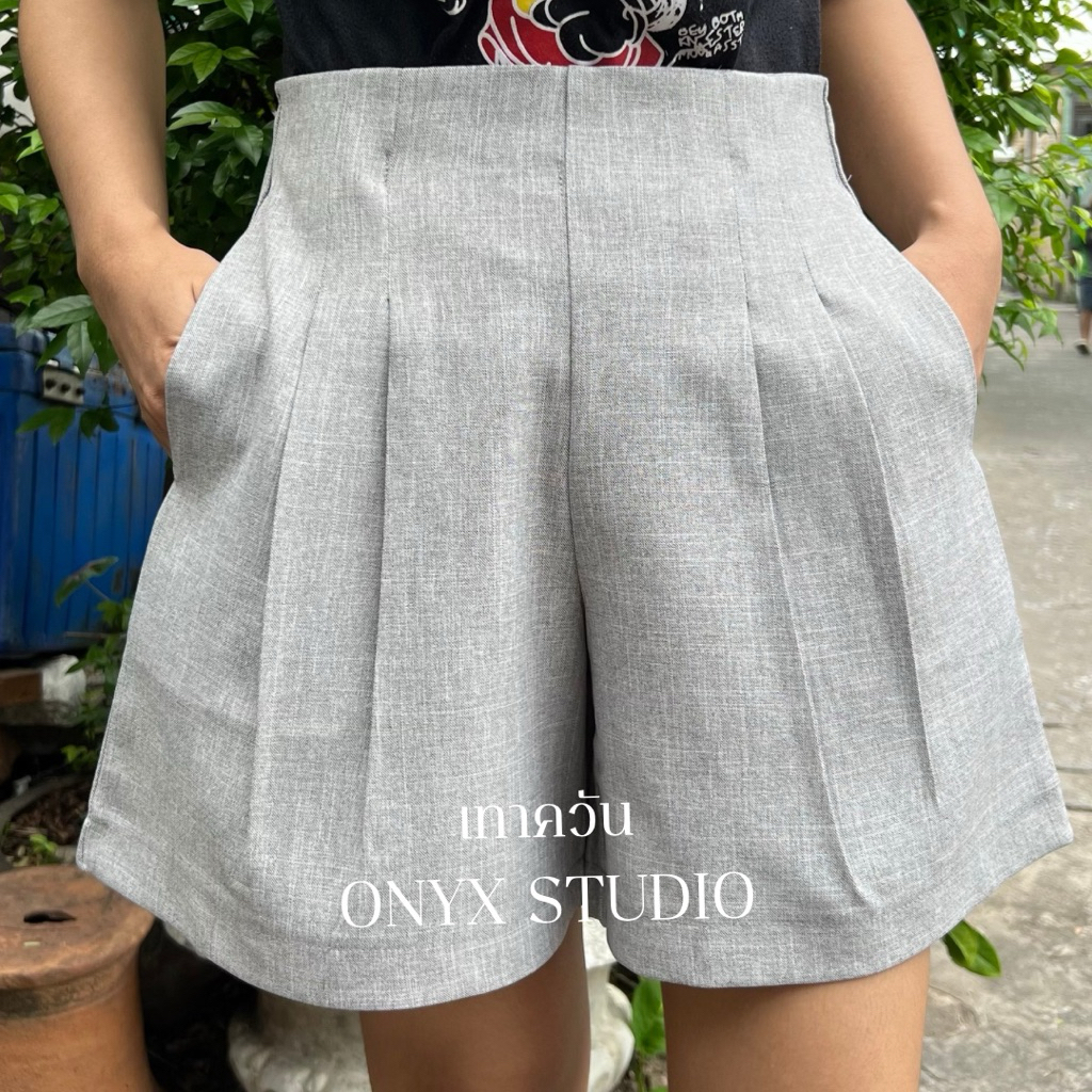 Jasmine Shorts กางเกงขาสั้นผ้าโซดาซิปหลัง (S-3XL) กางเกงขาสั้นเอวสูงเก็บพุง มี 8 สี กางเกงขาสั้นใส่เที่ยว ยาว 16 นิ้ว - รูปที่ 7