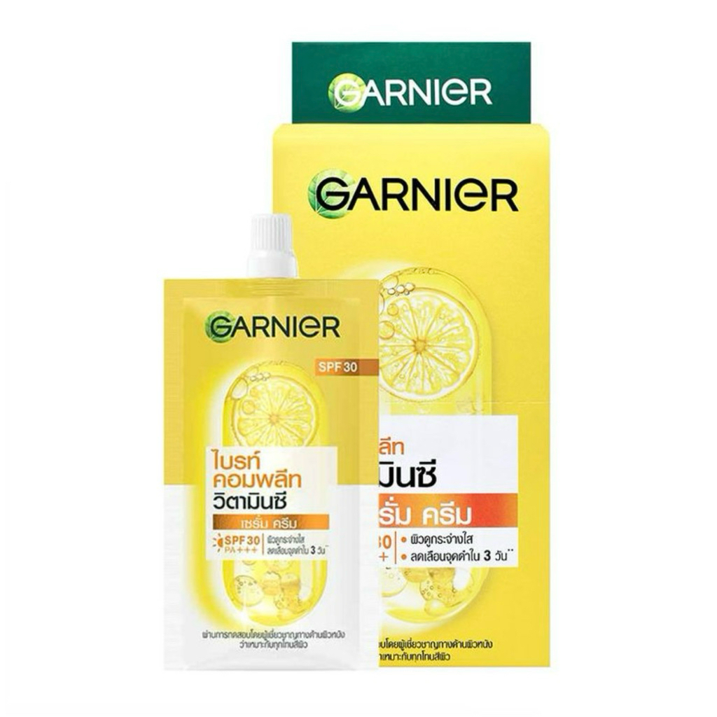 Garnier การ์นิเย่ ไบรท์ คอมพลีท เซรั่มครีม SPF30 PA+++ 7มล. (6ซอง) ฝาหมุน