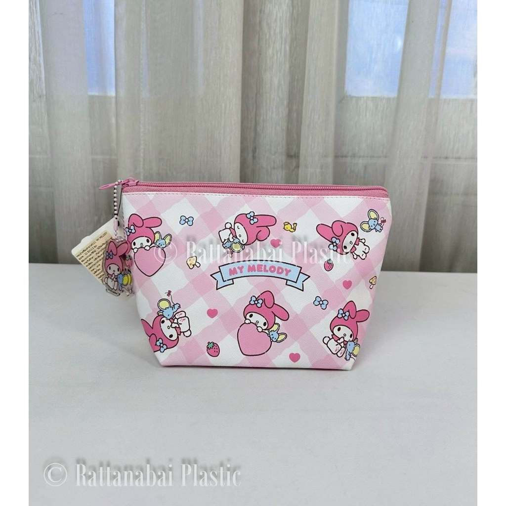 Moshi Moshi กระเป๋าเครื่องสำอาง พร้อมพวงกุญแจ ลาย MY MELODY ลิขสิทธิ์แท้