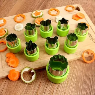 9ชิ้น เครื่องตัดผักรูปร่างสแตนเลสทนทาน ทําเอง ผลไม้คุกกี้แสตมป์เค้กอาหารตัดแม่พิมพ์ครัวเครื่องมือ Biscuit Embossing Mold